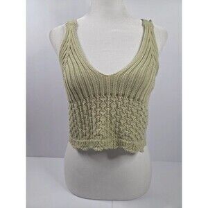 Forever 21 Sage Green Knit Lace-Up Crop Top Large